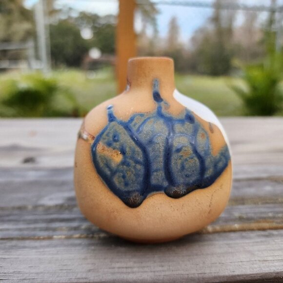 Mid Century Modern MCM Weed Pot Design Studio Pottery Clay Pot Drip Glaze Japan - Picture 1 of 10